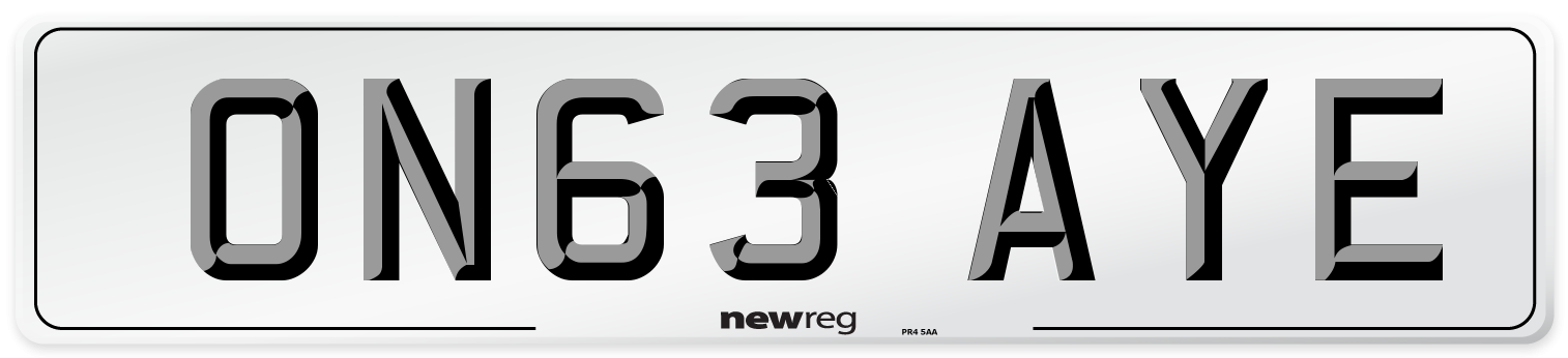 ON63 AYE Number Plate from New Reg